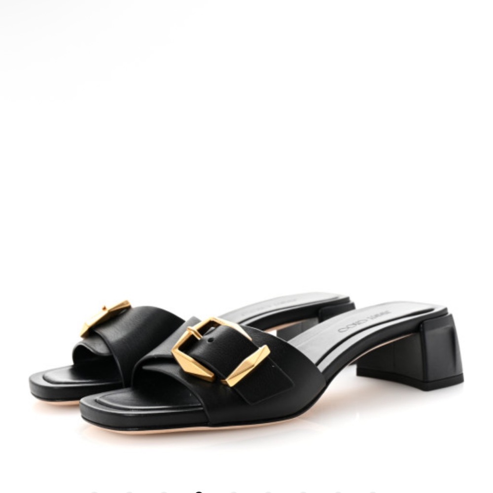 NWT JIMMY CHOO HAWKE MULE SANDAL IN BLACK SZ 38.5